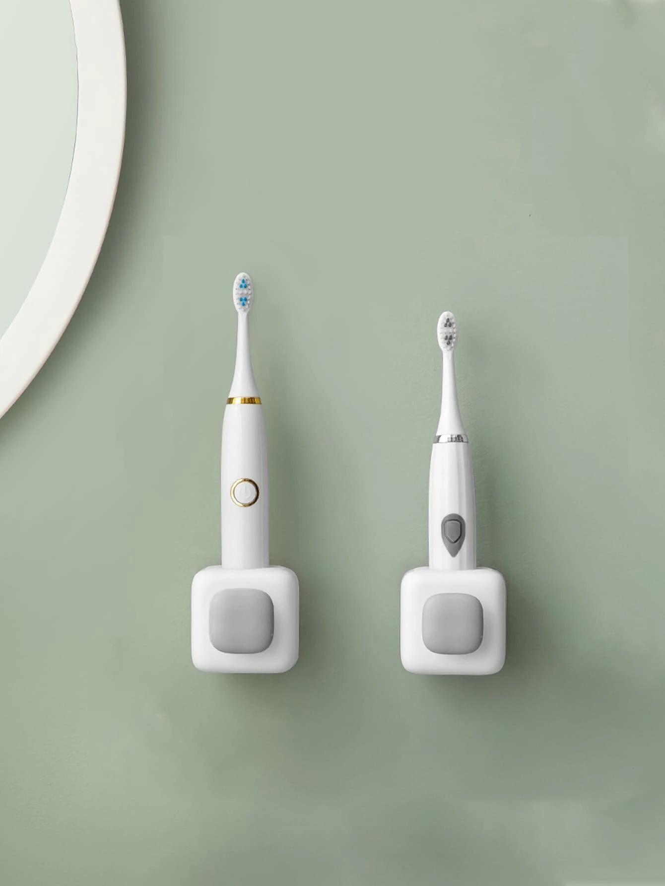 1pc Two Tone Silicone Toothbrush Holder - Grey - View 1