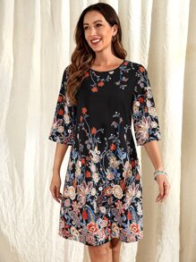 EMERY ROSE 印花直筒連衣裙 - 彩色 - 查看 6