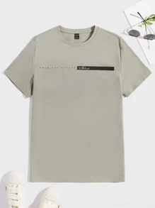 Manfinity Homme Men Letter Graphic Tee - Mint Green - View 1