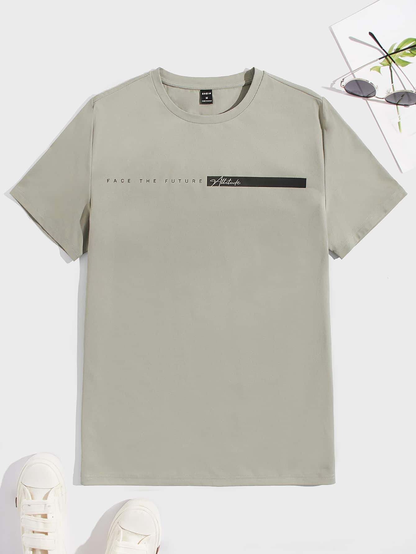 Manfinity Homme Men Letter Graphic Tee - Mint Green - View 1