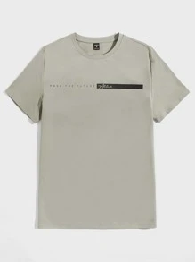 Manfinity Homme Men Letter Graphic Tee - Mint Green - View 3