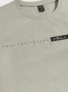 Manfinity Homme Men Letter Graphic Tee - Mint Green - View 5