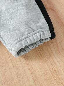 Boys Bear Print Contrast Side Seam Joggers - Light Grey - View 4