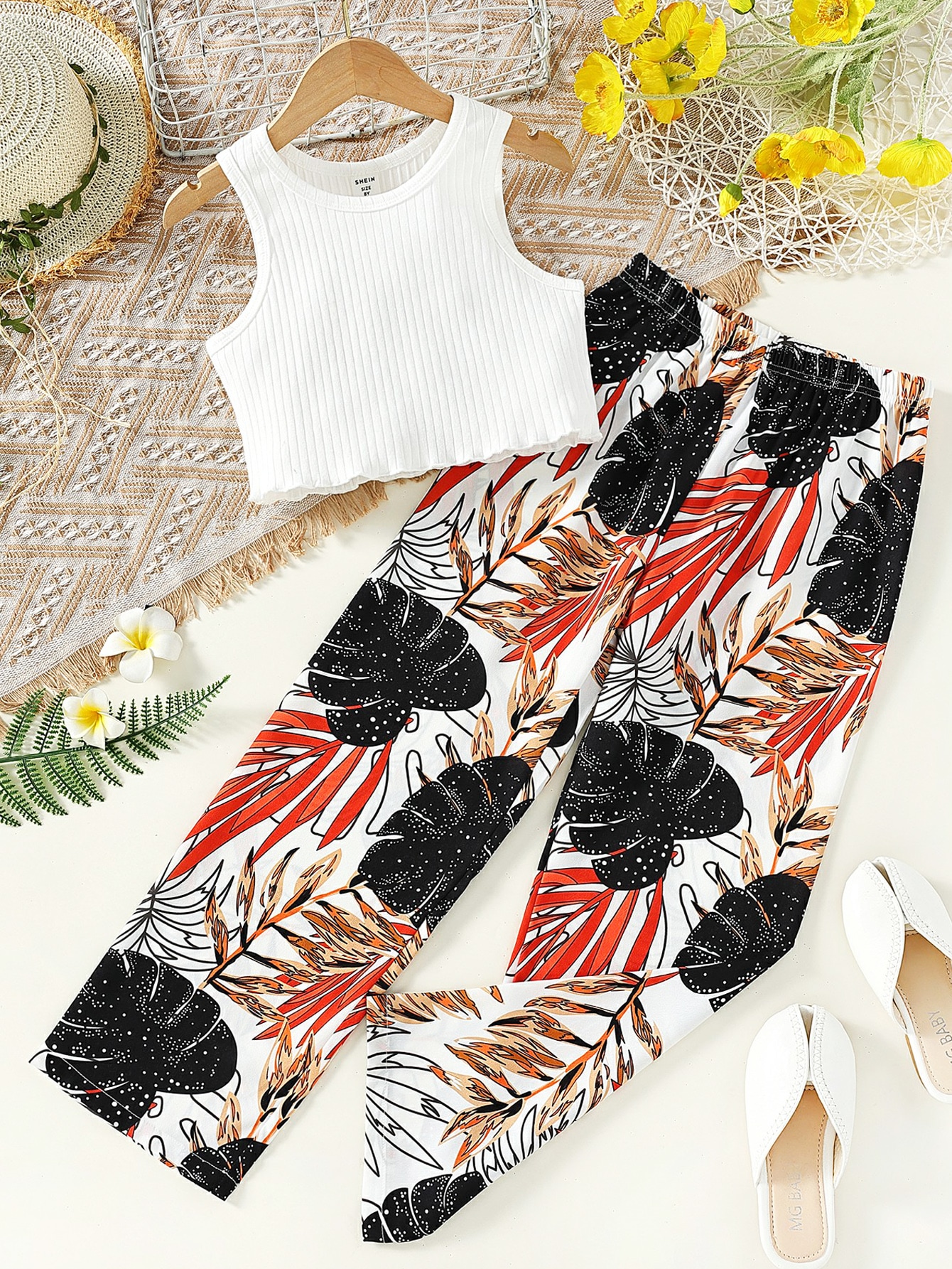 Suealasg Little Girls 2 Piece Summer Outfits Sleeveless Tie-Up Halter