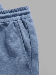 Manfinity VCAY Bộ hai mảnh Nam Dây kéo Túi Hoa Slogan Giải trí - Màu xanh bụi bặm - Xem 4