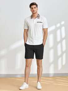 Manfinity VCAY 男士斜口袋百慕大短褲 - 黑色 - 查看 3