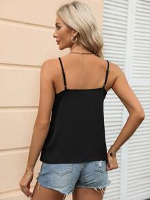 SHEIN LUNE Chain Detail Cami Top - Black - View 2