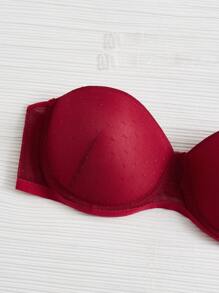 1 par Sujetador de malla con aro con transparente Tira bandolera - Burdeos - Ver 3