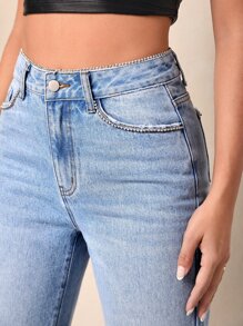 High Waist Mom Fit Jeans - Light Wash - View 8