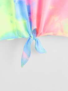SHEIN EZwear Camiseta de tie dye bajo con nudo - Multicolor - Ver 3