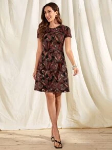 EMERY ROSE Vestido línea A con estampado de paisley - Multicolor - Ver 4