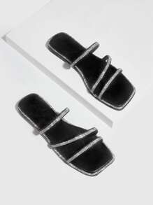Sandalias con diseño de diamante de imitación - Negro - Ver 4