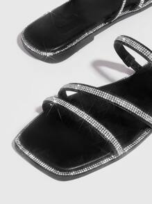 Sandalias con diseño de diamante de imitación - Negro - Ver 3