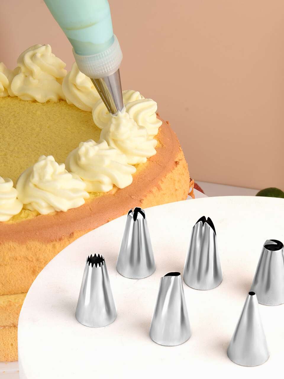 8Pcs Blue Baking Piping Bags & Tips Set