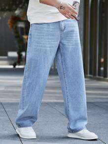 Manfinity Hypemode Men Straight Leg Jeans - Light Wash - View 1