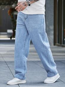 Manfinity Hypemode Men Straight Leg Jeans - Light Wash - View 3