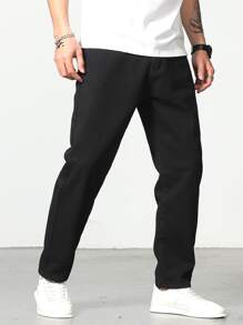 Manfinity Hombres Jeans de pierna recta unicolor - Negro - Ver 1