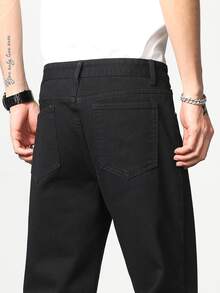 Manfinity Hombres Jeans de pierna recta unicolor - Negro - Ver 5