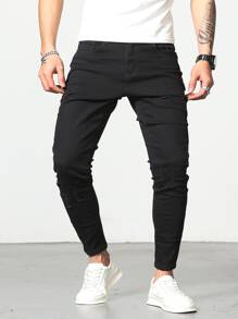 Manfinity Men Solid Skinny Jeans - Black - View 1