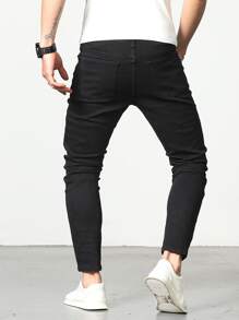 Manfinity Men Solid Skinny Jeans - Black - View 2