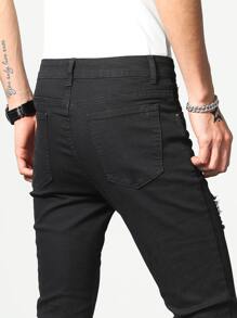 Manfinity Men Solid Skinny Jeans - Black - View 4