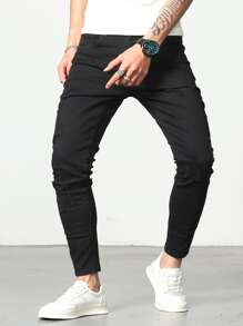 Manfinity Men Solid Skinny Jeans - Black - View 7