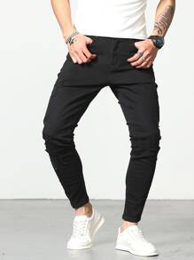Manfinity Men Solid Skinny Jeans - Black - View 8