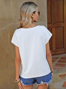 SHEIN LUNE Floral Print Round Neck Tee - White - View 2