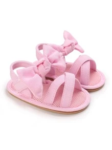 Baby Bow Decor Ankle Strap Sandals - Pink - View 1