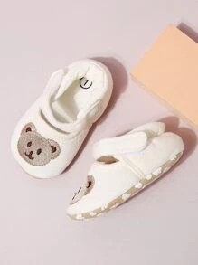 Baby Cartoon Bear Pattern Embroidery Detail Skate Shoes - Beige - View 6