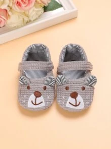Bebé Zapatos mary jane con bordado de oso de dibujos animados - Gris - Ver 6