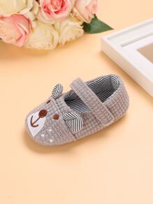 Bebé Zapatos mary jane con bordado de oso de dibujos animados - Gris - Ver 5