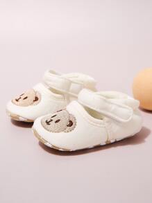 Baby Cartoon Bear Pattern Embroidery Detail Skate Shoes - Beige - View 2