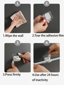 2pcs/4pcs/8pcs Curtain Rod Adhesive Holders, Minimalist & Casual For Everyday Use - White - View 6