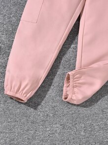 Girls Letter Graphic Tee & Flap Pocket Cargo Trousers - Multicolor - View 7