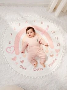 SHEIN 新生儿圆形毯子摄影套装 - 白色 - 查看 1