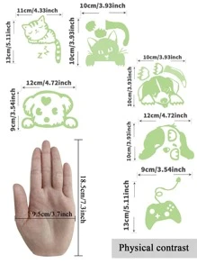 6入組卡通圖案開關貼 - 綠色 - 查看 8