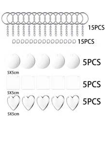 15入組DIY鑰匙扣 - 銀色 - 查看 4