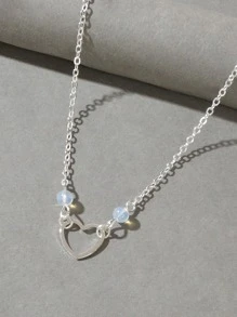 Tobillera decorada con cuentas y corazones, regalo para san Valentín, mamá, madre, Día de la Madre - Plateado - Ver 3