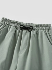 SHEIN 男孩腰部抽繩長褲 - 綠色 - 查看 5
