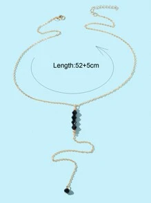 Bead Decor Y Lariat Necklace - Yellow Gold - View 4