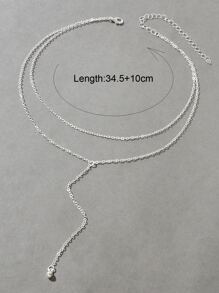 Chain Design Layered Necklace - Silver - View 3
