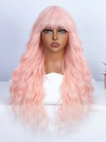 NOBLE Peluca sintética largo rizado con tupe - Rosa - Ver 1