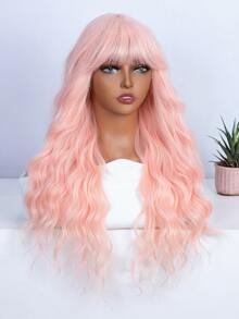 NOBLE Peluca sintética largo rizado con tupe - Rosa - Ver 3
