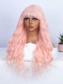 NOBLE Peluca sintética largo rizado con tupe - Rosa - Ver 4