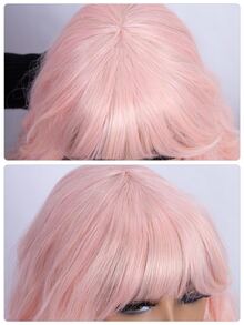 NOBLE Peluca sintética largo rizado con tupe - Rosa - Ver 5