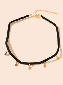 星形墜飾頸鏈 - 黑色 - 查看 2