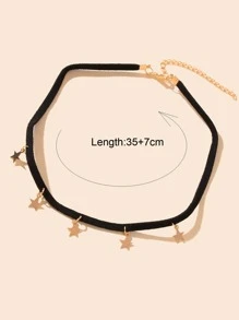 星形墜飾頸鏈 - 黑色 - 查看 3