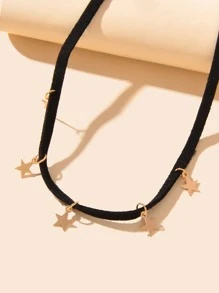星形墜飾頸鏈 - 黑色 - 查看 4