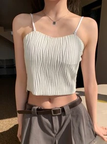 DAZY Solid Crop Cami Top - White - View 7